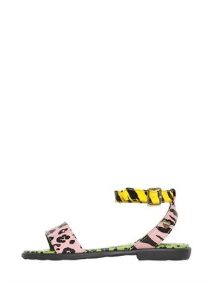 Moschino Animalier Printed Patent Leather Sandals