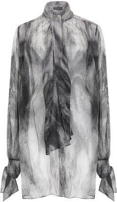 Alexander McQueen Grey printed silk chiffon blouse