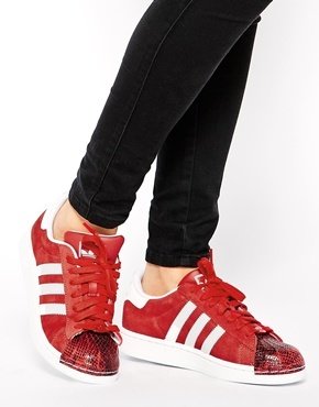 adidas Superstar II Toe Cap Red Trainers - Red