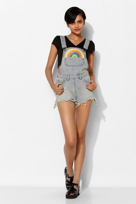 Urban Outfitters UNIF Rainbow Denim Overall Short