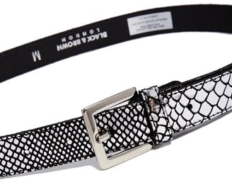 Black & Brown Nadine Slim Snake Print Leather Waist Belt