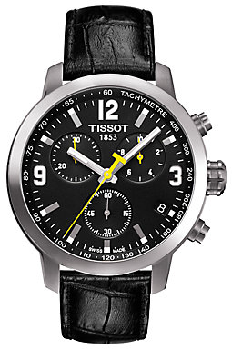 Tissot T0554171605700 PRC2000 Men's Leather Strap Chronograph Watch, Black