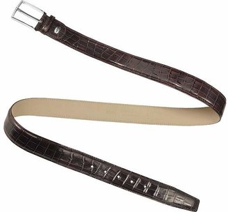 Manieri Men's Brown Croco Stamped Leather Belt