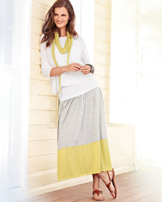Eileen Fisher Long Colorblock Jersey Skirt