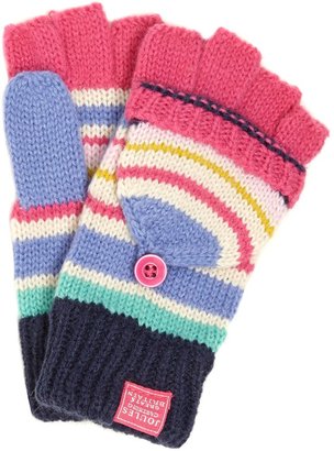 Joules Girls stripy knitted mittens