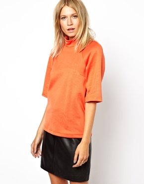 ASOS Top with High Neck and Wide Sleeve - orange