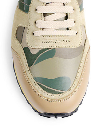 Valentino Camouflage-Print Leather Sneakers