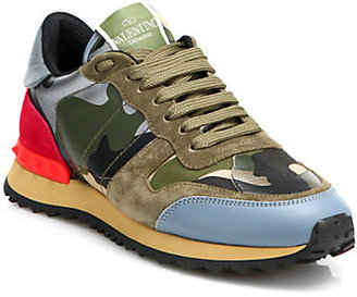 Valentino Mixed Media Camouflage Sneakers