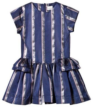 No Added Sugar Blue and Silver Stripe Peplum Party Dress