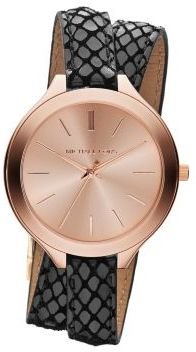 Michael Kors ladies' rose gold-plated double strap watch