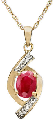 Macy's 10k Gold Pendant, Ruby (3/4 ct. t.w.) and Diamond Accent Oval Swirl