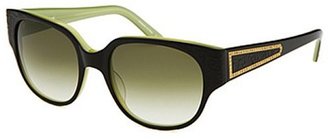 Judith Leiber Women's Round Black and Olive Green Sunglasses