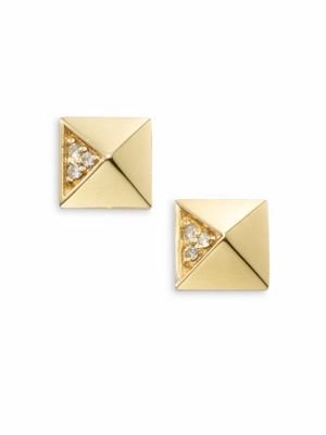 Sydney Evan Diamond & 14K Yellow Gold Pyramid Stud Earrings