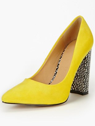 Shoebox Shoe Box Imogen Block Heel Court Shoes - Yellow