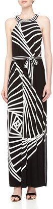 BCBGMAXAZRIA Origami Rose Print Maxi Dress, Black/Comb