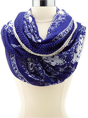 Charlotte Russe Crochet-Trimmed Paisley Print Infinity Scarf