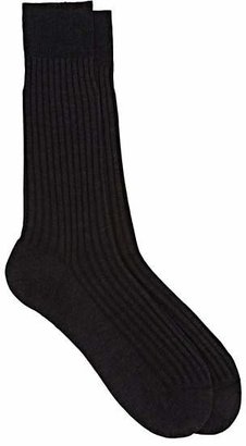 Barneys New York Men's Rib-Knit Mid-Calf Socks - Charcoal