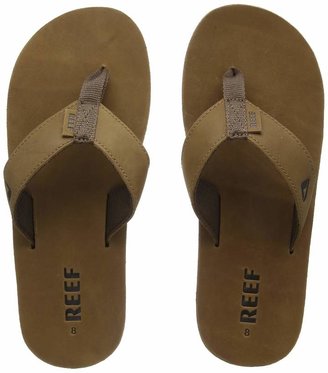 Reef Men's Sandals Leather Smoothy | Classic Leather Beach Flip Flop with Woven Strap and Arch Support | Bronze Brown | Size 17