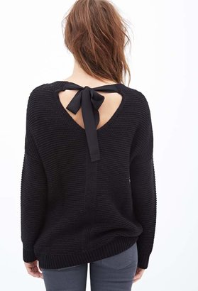 Forever 21 Ribbon-Back Waffle Knit Sweater