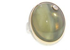 Jamie Joseph Oval Green Moonstone Ring with Diamond