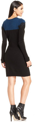 Amy Byer Dress, Long-Sleeve Colorblock Lace Sweater Dress