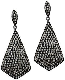 Lord & Taylor Sterling Silver and Black Rhodium Crystal Drop Earrings