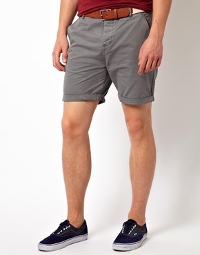 ASOS Chino Shorts With Belt - Gray