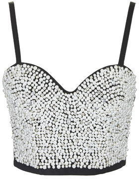 Topshop Womens **Pearl Bustier Top by WYLDR - Ivory