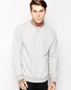 ASOS Stripe Sweatshirt - Gray marl