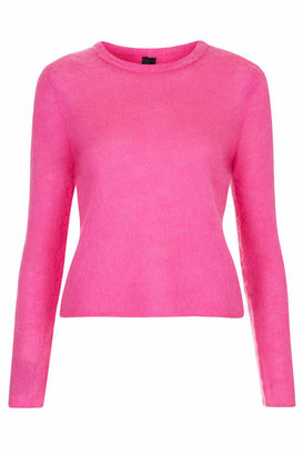 Topshop Boutique. 40% acrylic, 30% nylon, 15% mohair, 15% wool. do not tumble dry. New season knits brighten up with this fluro wool blend jumper. cut with clean lines and a crew neck, finished with an all-over fluffy texture feel.