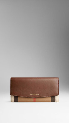 Burberry Leather and House Check Continental Wallet