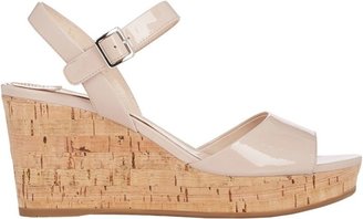 Prada Patent Ankle-Strap Wedge Sandals-Nude