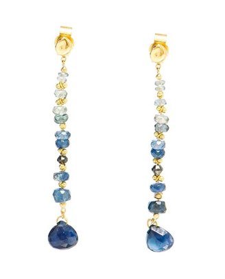 Natasha Collis Blue Sapphire and 18K Gold Drop Earrings