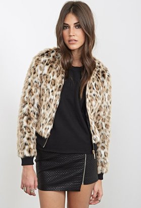 Forever 21 Luxe Faux Leopard Fur Bomber