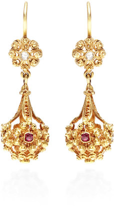 Doyle & Doyle Victorian Ruby And Diamond Drop Earrings