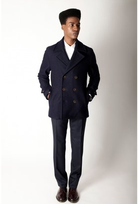 Mr Start Navy Wool Pea Coat