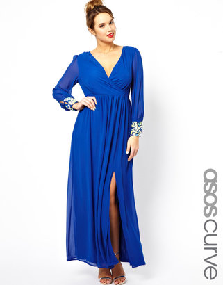 ASOS CURVE Exclusive Salon Maxi Dress With Deep Embellished Cuff