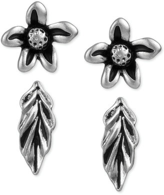 The Sak Duo Silver-Tone Flower & Leaf Stud Earring Set