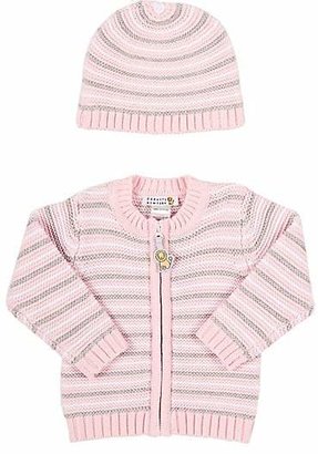 Barneys New York Infants' Striped Cardigan & Hat - Pink