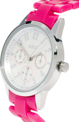 Oasis Ladies Pink Plastic Strap Watch with Round Face