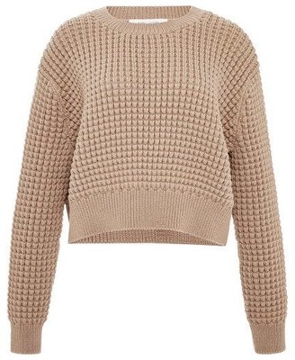 Marc Jacobs Cropped Waffle-Knit Sweater Camel