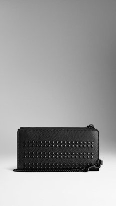 Burberry Studded Grainy Leather Folding Wallet