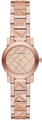 Burberry Rose Goldtone Stainless Steel Check Etched Bracelet Watch/26MM