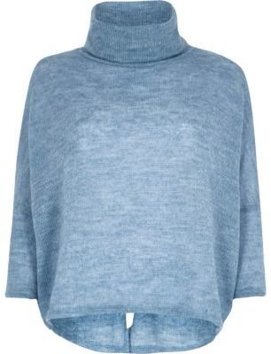 River Island Blue roll neck knitted jumper