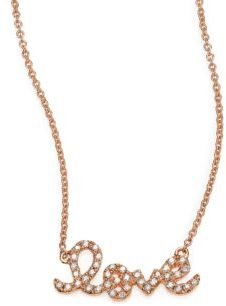 Sydney Evan Diamond & 14K Rose Gold Small Love Necklace