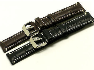 Tag Heuer 22mm Black & Brown Leather Watch Strap Crocodile Grain for Samsung Gear 2 Neo