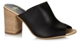Faith Black leather heeled mules