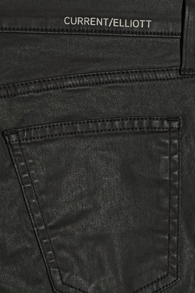 Current/Elliott The Stiletto Biker coated mid-rise skinny jeans