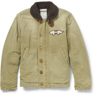 Visvim Deckhand Shearling-Collar Cotton and Linen-Blend Jacket