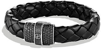 David Yurman Leather and Black Diamond Weave Bracelet